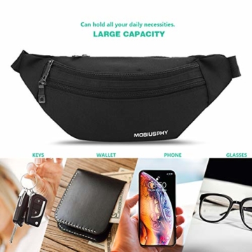Bauchtasche für Damen und Herren Gürteltasche Schwarz Hüfttasche Outdoor Groß Handytasche Sport Wasserdicht Laufgürtel Umhängetasche Geldgürtel für Camping Wandern Fitness Fahrrad Reisen Jagd - 6