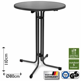 Beautissu Gastro Stehtisch klappbar Ø 80 cm Sylt Outdoor Bistrotisch rund Anthrazit Grau – Wetterbeständiger Klapptisch Gastroqualität - Made in Germany & Hitzebeständig - 1