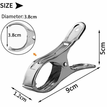 BETOY Edelstahl Strandtuch Clips, 12 Stück Wäscheklammern aus Edelstahl Strandtuch-Klammern Groß Windbeständig für Tägliche Wäsche, Strandtuch, Badetuch - 4