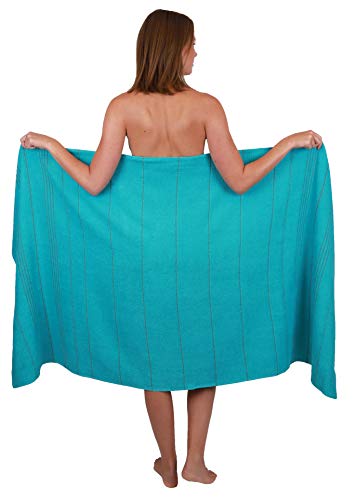Betz Badetuch XXL Strandtuch Lines 100% Baumwolle Größe 90 x 180 cm Farbe türkis - 1