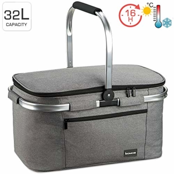 bomoe Kühltasche Picknickkorb faltbar IceBreezer K47 - Outdoor Kühlbox für unterwegs - 47x27x26 cm - 32 Liter - Auch als Picknicktasche nutzbar - Perfekt fürs Grillen oder Festival - 1