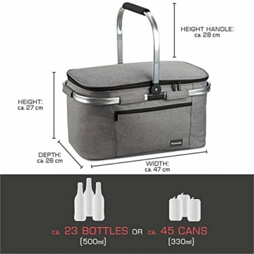 bomoe Kühltasche Picknickkorb faltbar IceBreezer K47 - Outdoor Kühlbox für unterwegs - 47x27x26 cm - 32 Liter - Auch als Picknicktasche nutzbar - Perfekt fürs Grillen oder Festival - 6