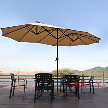 Briefkästen Sonnenschirme Sonnenschirm, Sonnenschirm Doppelsonnenschirme Terrasse Balkon/mit Kurbel, for Strand/Garten/Terrasse/Pavillon - ohne Grund (Color : Dark Beige) - 3