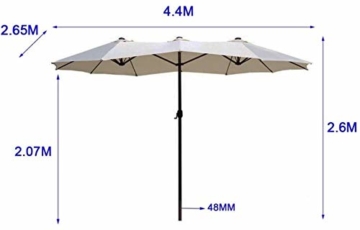 Briefkästen Sonnenschirme Sonnenschirm, Sonnenschirm Doppelsonnenschirme Terrasse Balkon/mit Kurbel, for Strand/Garten/Terrasse/Pavillon - ohne Grund (Color : Dark Beige) - 5