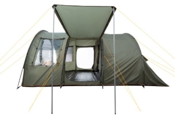 CampFeuer Campingzelt für 4 Personen | Großes Familienzelt mit 3 Eingängen und 5.000 mm Wassersäule | Tunnelzelt | olivgrün | Gruppenzelt | So Macht Camping Spaß! - 4