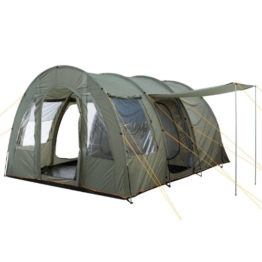 CampFeuer Campingzelt für 4 Personen | Großes Familienzelt mit 3 Eingängen und 5.000 mm Wassersäule | Tunnelzelt | olivgrün | Gruppenzelt | So Macht Camping Spaß! - 1