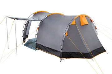 CampFeuer Tunnelzelt für 4 Personen | Großes Familienzelt mit 2 Eingängen und 3.000 mm Wassersäule | Gruppenzelt | grau | Campingzelt | So Macht Camping Spaß! - 2