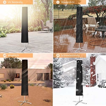 Dokon Sonnenschirm Schutzhülle mit Stab, Sonnenschirm Abdeckung für 2 bis 3 m Große Sonnenschirmhülle, Wasserdichte, Winddichte, UV-Beständiges, Schwerlast Reißfest 600D Oxford Gewebe - 4