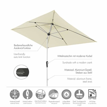 Doppler Aluminium Sonnenschirm SL-AZ 190x290 - Rechteckiger Sonnenschutz für Balkon/Terrasse - Knickbar - 190x290 cm - Natur - 2