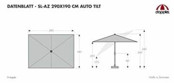 Doppler Aluminium Sonnenschirm SL-AZ 190x290 - Rechteckiger Sonnenschutz für Balkon/Terrasse - Knickbar - 190x290 cm - Natur - 4