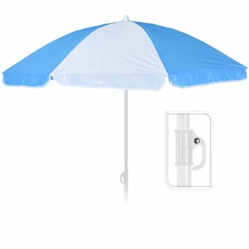 DRULINE Balkonschirm Sonnenschirm Strandschirm Schirm Marktschirm Gartenschirm Terrassenschirm Sommer Garten Sonne Weiße Streifen Sonnenschutz 156cm mit Farbauswahl Blau/Weiß - 5