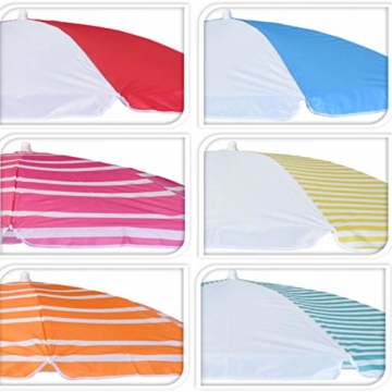 DRULINE Balkonschirm Sonnenschirm Strandschirm Schirm Marktschirm Gartenschirm Terrassenschirm Sommer Garten Sonne Weiße Streifen Sonnenschutz 156cm mit Farbauswahl Blau/Weiß - 7