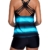 Durio Badeanzug Damen Bauchweg Frau Bademode Badeanzüge Tankinis Tankini mit Hotpants Badebekleidung Zweiteilig mit Streifen,Blaue U. Schwarze Mischung,EU 44 (Etikett XXL) - 4