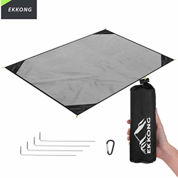 EKKONG Picknickdecke Wasserdicht, Ultraleicht, Kleines Packmaß - Ideal für Ground Sheet, Pocket Blanket, Stranddecke, Taschendecke, Campingdecke, Sitzunterlage (200cm*200cm, Schwarz&Grau) - 1