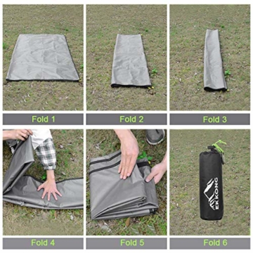 EKKONG Picknickdecke Wasserdicht, Ultraleicht, Kleines Packmaß - Ideal für Ground Sheet, Pocket Blanket, Stranddecke, Taschendecke, Campingdecke, Sitzunterlage (200cm*200cm, Schwarz&Grau) - 8