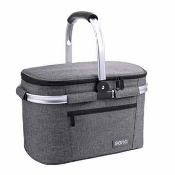 Eono by Amazon - 2-Personen-Picknickkorb 22L, isolierter Korb, Kühltasche für den Außenbereich, Dunkelgrau, M - 1