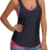 EUDOLAH Damen Sport Yoga Fitness 3-Teilig Tankini mit Shorts Strand Bikini Set mit Tops (L (EU 38-40), A-Schwarz) - 2