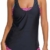 EUDOLAH Damen Sport Yoga Fitness 3-Teilig Tankini mit Shorts Strand Bikini Set mit Tops (L (EU 38-40), A-Schwarz) - 6