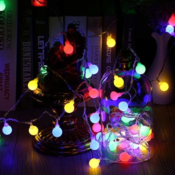 Globe Lichterkette Bunt, BrizLabs 10M 100er LED Kugel Lichterkette Innen Außen 8 Modi Strombetrieben RGB Lichterkette für Weihnachten Party Garten Hochzeit Balkon Deko, Mehrfarbig - 1