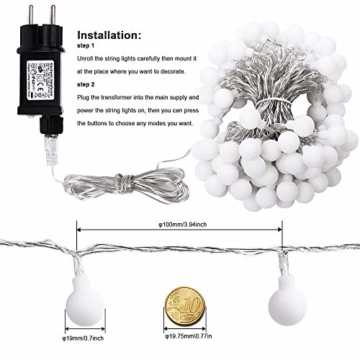 Globe Lichterkette Bunt, BrizLabs 10M 100er LED Kugel Lichterkette Innen Außen 8 Modi Strombetrieben RGB Lichterkette für Weihnachten Party Garten Hochzeit Balkon Deko, Mehrfarbig - 7