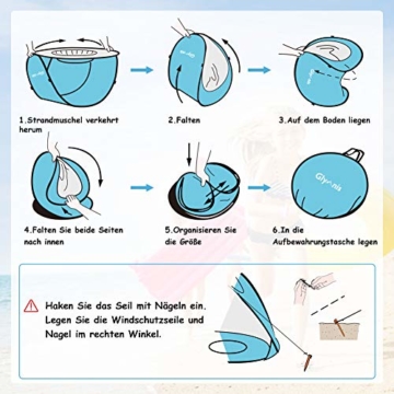 Glymnis Baby Strandmuschel Strandzelt Pop-up Baby Strand Zelt mit trennbarer Pool UV-Schutz UPF 50+ Sun Shade Shelter für Kleinkinder 0-3 Jahre - 8