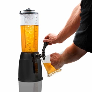 GOODS+GADGETS 4,0L Biersäule Zapfsäule Kult Biertower Trinksäule Getränkespender Getränkesäule mit 1,3L Eiskühlung - 2