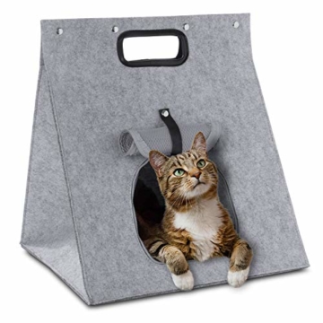 GOODS+GADGETS Haustier-Zelt, Hunde-Zelt Katzen-Zelt Hunde-Hütte aus Filz, Tipi Katzenhöhle Hundehöhle mit Decke für Katze & Hund; Haustiertipi und Körbchen - 5