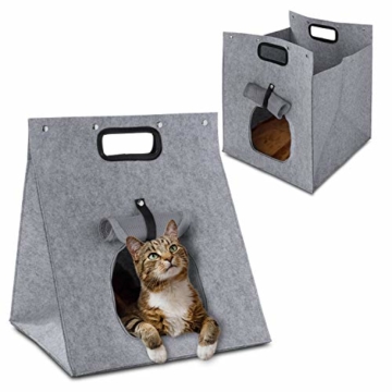 GOODS+GADGETS Haustier-Zelt, Hunde-Zelt Katzen-Zelt Hunde-Hütte aus Filz, Tipi Katzenhöhle Hundehöhle mit Decke für Katze & Hund; Haustiertipi und Körbchen - 6
