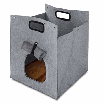 GOODS+GADGETS Haustier-Zelt, Hunde-Zelt Katzen-Zelt Hunde-Hütte aus Filz, Tipi Katzenhöhle Hundehöhle mit Decke für Katze & Hund; Haustiertipi und Körbchen - 7