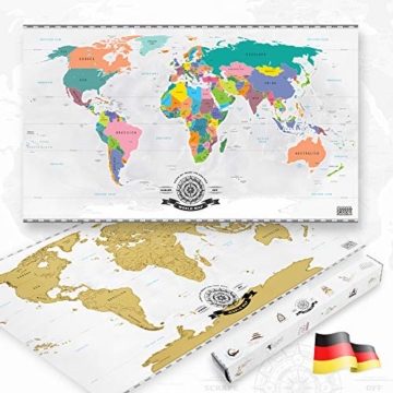 GOODS+GADGETS Scrape Off World Map Gold - XXL Weltkarte zum frei Rubbeln 82 x 45 cm - Rubbel Landkarte Deluxe Wandbild - 1