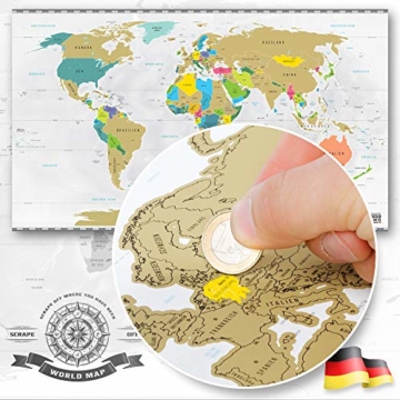 GOODS+GADGETS Scrape Off World Map Gold - XXL Weltkarte zum frei Rubbeln 82 x 45 cm - Rubbel Landkarte Deluxe Wandbild - 5