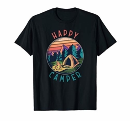 Happy Camper Camping Lagerfeuer Natur Zelt T-Shirt - 1