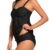 Happy Sailed Damen Gepolstert Two Piece Tankini Set Mit Slip , Schwarz, XX-Large(EU50-EU52) - 4