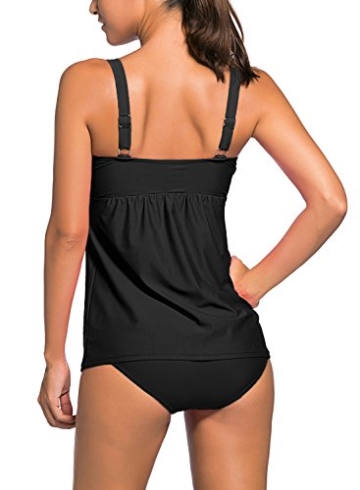 Happy Sailed Damen Gepolstert Two Piece Tankini Set Mit Slip , ,Schwarz,Large(EU44-EU46) - 4