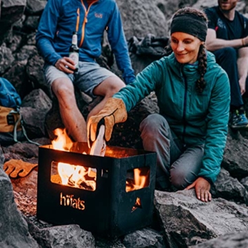 höfats - BEER BOX Feuerkorb - Getränkekiste, Feuerkorb, Grill und Hocker in einem - für Garten und Terrasse - Corten-Stahl - Rost-Optik - 3
