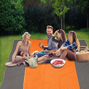 HOPAI Picknickdecke Stranddecke Wasserdicht 200x210cm/240x270cm Sandabweisende Campingdecke 4 Befestigung Ecken, Picknick/Strand Matte für den Strand, Campen, Wandern und Ausflüge (M:243 x 273 cm) - 6