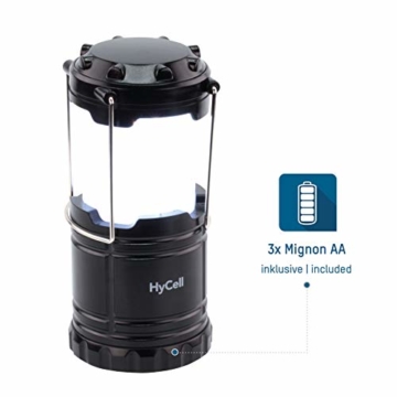 HyCell LED Campinglampe CL30 - Batteriebetriebene LED Campingleuchte - Handliche Leuchte mit blendfreier Ausleuchtung - Ideal für Festivals Camping Ausrüstung Zelten Lesen Garten oder Notfallleuchte - 3
