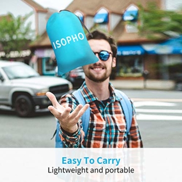 ISOPHO Picknickdecke 200 x 210 cm Stranddecke Wasserdicht, Strandmatte 4 Befestigung Ecken Stranddecke Sandfrei/Picknick für den Strand, Campen, Wandern und Ausflüge(Blau) - 8