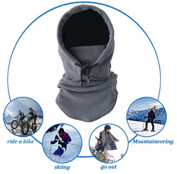 joyoldelf Multifunktionale Tactical Heavyweight Balaclava Gesichtsmaske Skimaske Motorradmaske zum Radfahren Ski Winter wärmend, Grau, M - 2