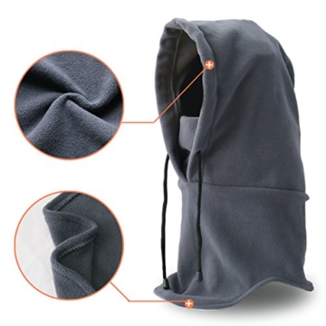 joyoldelf Multifunktionale Tactical Heavyweight Balaclava Gesichtsmaske Skimaske Motorradmaske zum Radfahren Ski Winter wärmend, Grau, M - 5