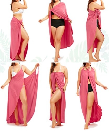 JOYORUN Damen V-Ausschnitt Lang Kleid Sommer-Strand-Wickelkleid Bademantel Handtuch Reise Spa Schwimmen Große Größe - 7