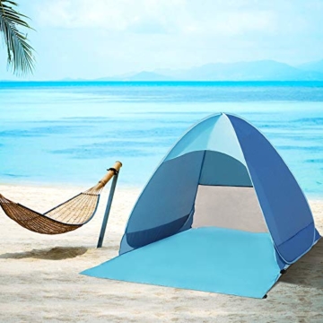 Karvipark Strandmuschel, Tragbar Extra Light Strandzelt, Sun Shelter für 2-3 Personen, Einschließlich Tragetasche und Zeltpflöcke, UV-Schutz, Beach Zelt für Familie, Strand, Garten, Camping (Blau) - 7