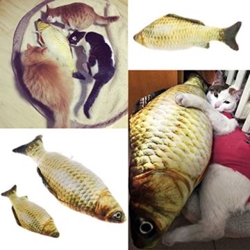 KatzenSpielzeug,Dairyshop Lustige Gras Karpfen Haustier Katze Kätzchen Fisch Form Interaktive Katzen Kauen Spielzeug, PP Baumwolle + Plüsch + Katze Minze, 7.88inch - 4