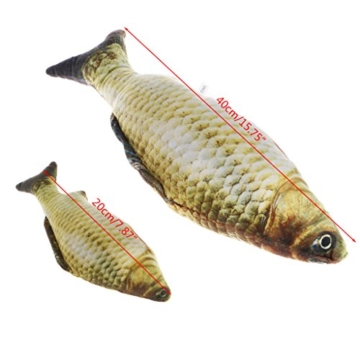 KatzenSpielzeug,Dairyshop Lustige Gras Karpfen Haustier Katze Kätzchen Fisch Form Interaktive Katzen Kauen Spielzeug, PP Baumwolle + Plüsch + Katze Minze, 7.88inch - 6