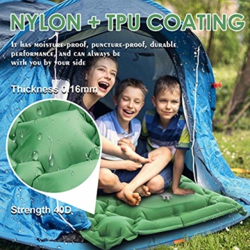 KEPLUG Isomatte selbstaufblasend Camping, luftmatratze Camping mit Fußpresse Ultraleicht, aufblasbare matratze für Camping, Strand, Reise, Outdoor, Wandern 195x70x6cm (Grün) - 2