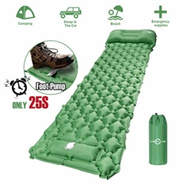 KEPLUG Isomatte selbstaufblasend Camping, luftmatratze Camping mit Fußpresse Ultraleicht, aufblasbare matratze für Camping, Strand, Reise, Outdoor, Wandern 195x70x6cm (Grün) - 1