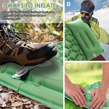 KEPLUG Isomatte selbstaufblasend Camping, luftmatratze Camping mit Fußpresse Ultraleicht, aufblasbare matratze für Camping, Strand, Reise, Outdoor, Wandern 195x70x6cm (Grün) - 4