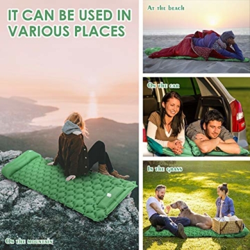 KEPLUG Isomatte selbstaufblasend Camping, luftmatratze Camping mit Fußpresse Ultraleicht, aufblasbare matratze für Camping, Strand, Reise, Outdoor, Wandern 195x70x6cm (Grün) - 6