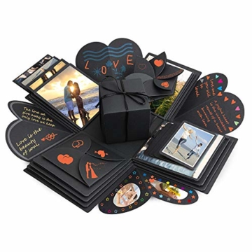 Komake Überraschung Box, Explosion Box, DIY Geschenk Scrapbook und Foto-Album für Weihnachten/Valentine/Jahrestag/Geburtstag/Hochzeit (Schwarz) - 1