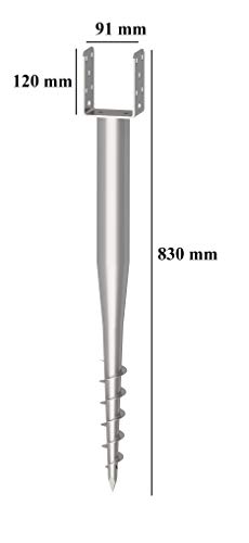 Krinner Bodenhülse U-Fix 91 (Eindrehbodenhülse für Kanthölzer, Pfostenträger, Länge 830 mm, für Holzgröße 90 / X mm) 21073, feuerverzinkt - 2
